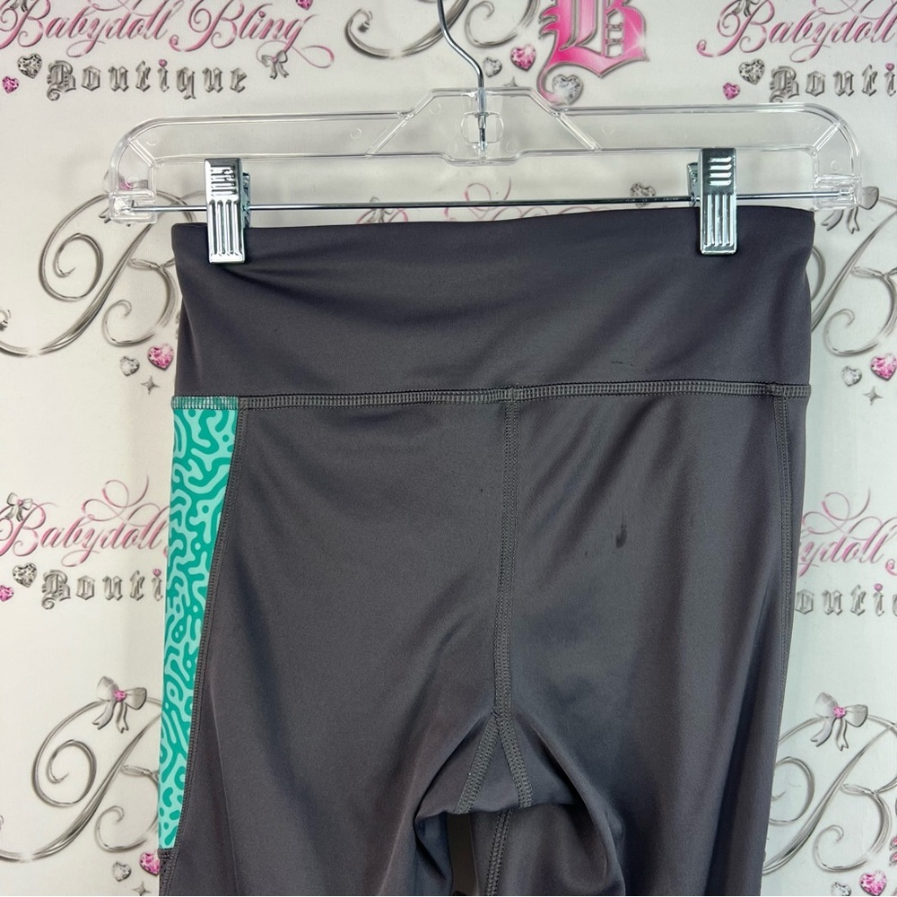 Reebok tights leggings grey Charcoal and Aqua edwick pants stretchy Leggings - Picture 10 of 13